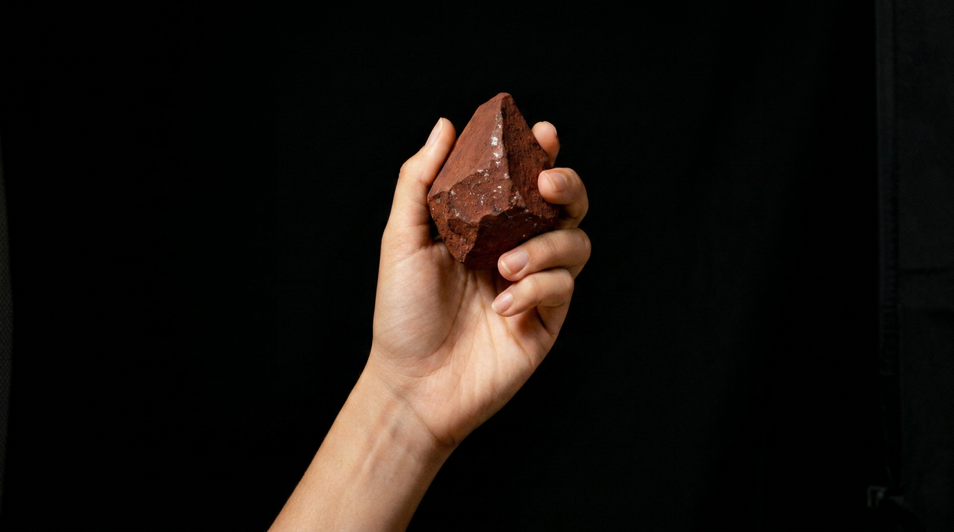 Hand holding raw French Montmorillonite clay mineral
